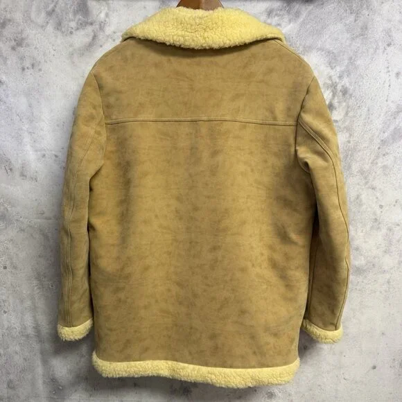 Town n Ranch Coat Sherpa Jacket Marlboro Man Vinyl Suede Vtg 60s 70s Medium USA Men